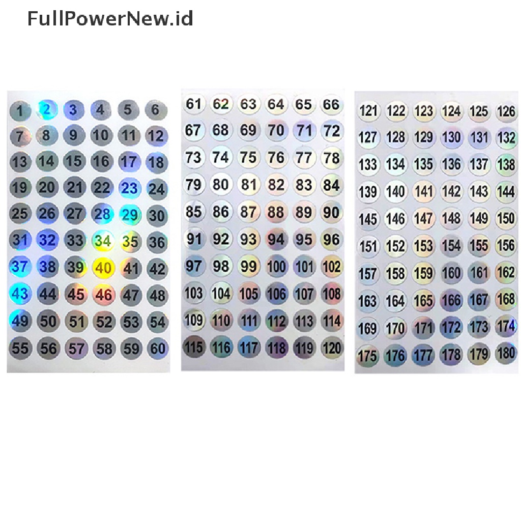 Power 6lembar/Set 1-180 Stiker Angka Kutek Bulat Alat Manikur Perekat Diri ID
