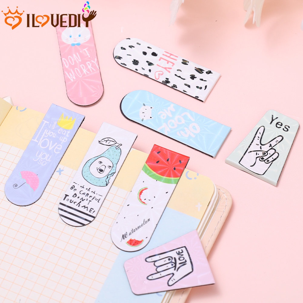 4/6pcs Kreatif Stiker Kulkas Memo Label Baca Rencana Tanda Buku Kulkas Posting Pesan Kartun Lucu Bookmark Kartun Tanda Buku Anak Perempuan Kantor Perlengkapan Sekolah