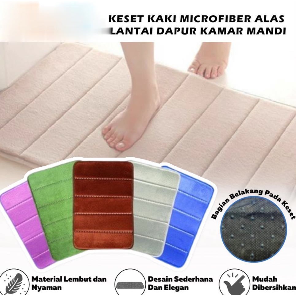 Keset Kaki Anti slip Microfiber 56x35cm/ Keset Lantai Dapur Doormat Lap Kaki / Floor Mat Coral Fleece Super Lembut / Alas Penyerap Air Anti Licin Untuk Pintu Masuk Kamar Mandi Tidur Ruang Tamu Dapur Original