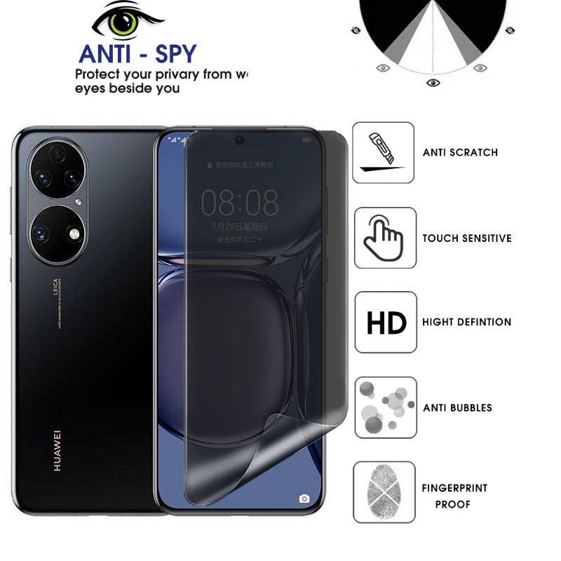 Film Hydrogel Anti Spy Untuk Huawei Mate50 40 30 30E 20 Pro Plus 50 40 RS 40E 20X Privasi Pelindung Layar Film Layar Anti Gores Untuk Huawei P50 P40 P30 P20 Pro Lite