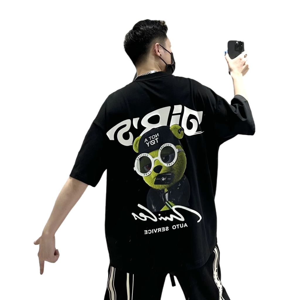 FASHION BRAND SPRING AND SUMMER SHORT-SLEEVED T-SHIRT MEN'S INS FASHION LOOSE ROUND NECK PURE COTTON BACK CARTOON PRINTING YOUTH HALF-SLEEVE FASHION T KAOS OVERSIZED KOREAN 3/4 SLEDOVED KAOS PRIA BAJU OVERSIZE PRIA ATASAN PAKAIAN POLOS