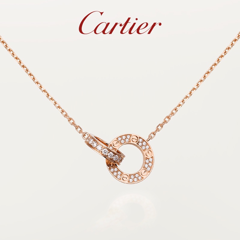 Cartier LOVE Series Rose Gold White Gold Diamond Women's Necklace 18K gold