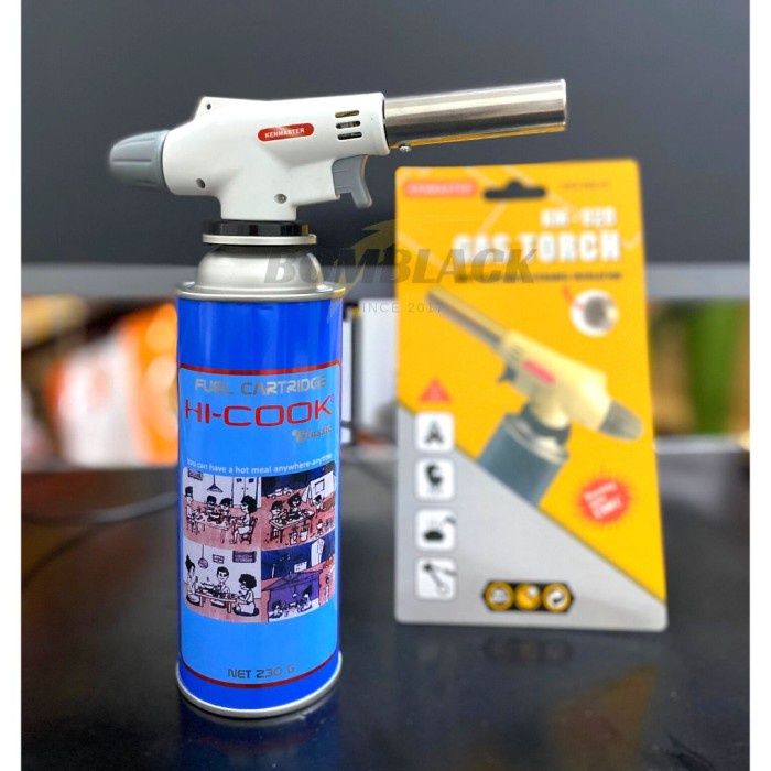 Paket Gas Torch + Gas Hi Cook 230 gr Pematik Gas Kompor Api Blow Torch