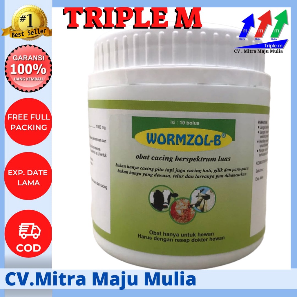 WORMZOL B 10 BOLUS POT - Obat Cacing Cacingan Sapi Kerbau Kuda Kurus