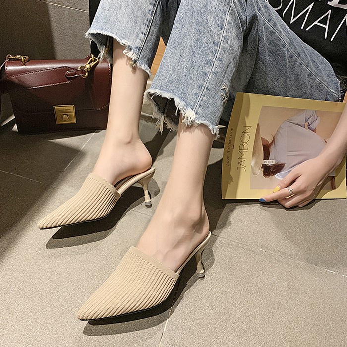 BAYAR DITEMPAT!! 0067 Sepatu Tumit Tinggi Rajutan Tebal