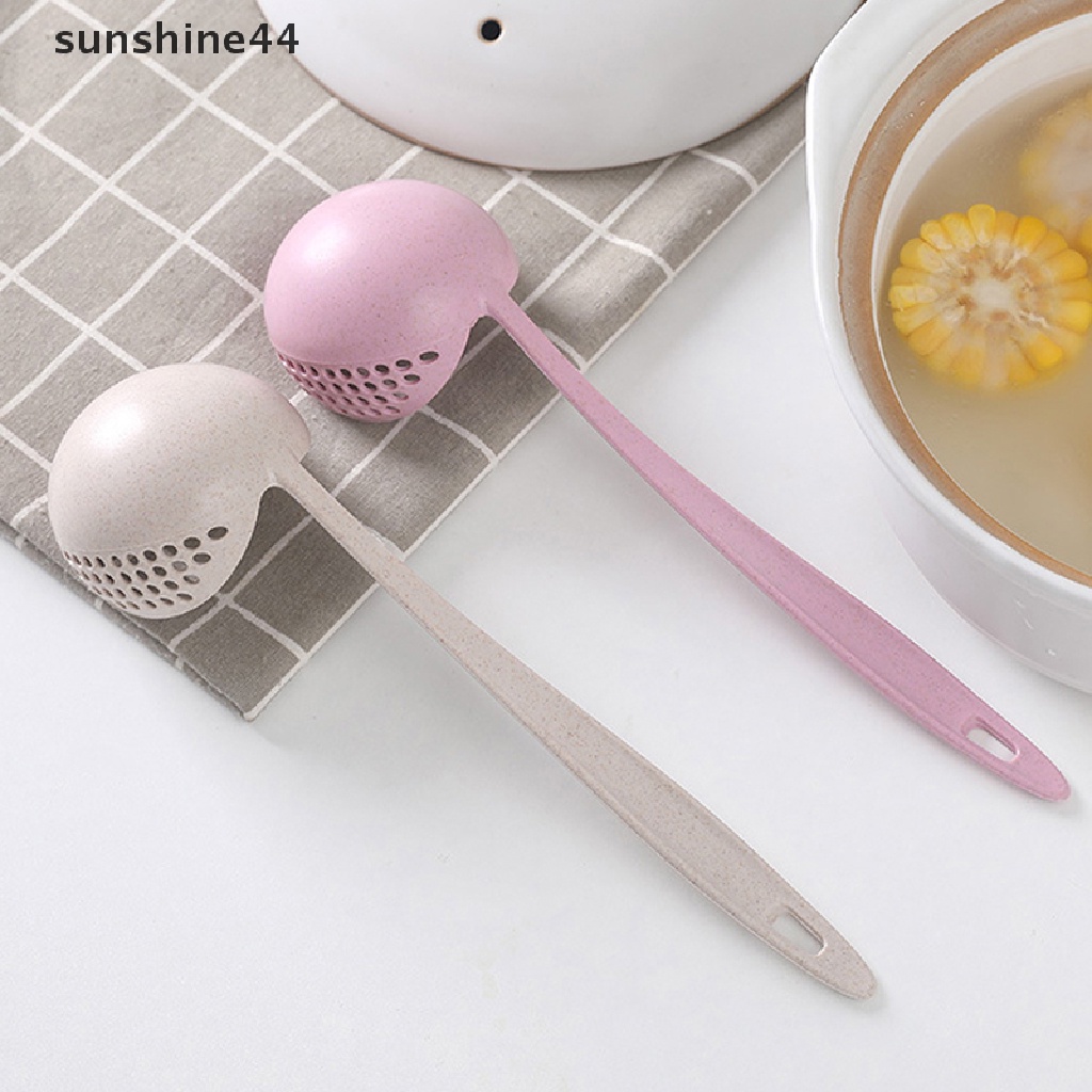 Sunshine Sendok Sup Gagang Panjang 2in1 Sendok Slotted Home Strainer Cooking Colander Kitchen Scoop Aksesoris Dapur Plastik ID