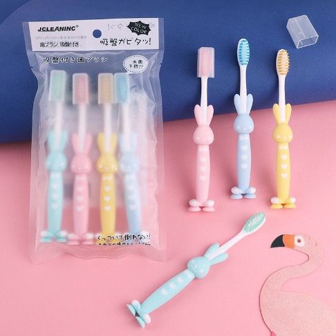 DC - Sikat Gigi Anak 1 SET 4 PCS Extra Soft Tavel Toothbrush Double Care Sikat Gigi Halus &amp; Lembut Karakter Beruang Import Murah.