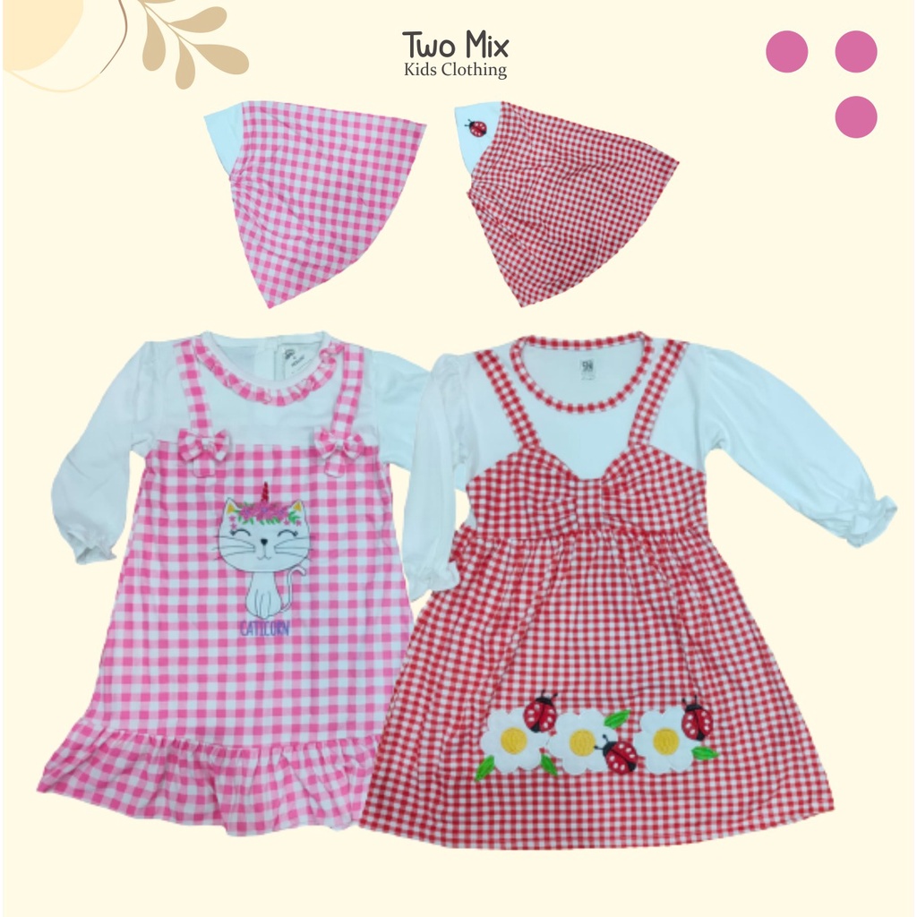 YUFFIE Baju Muslim anak - Gamis Bayi Perempuan - Pakaian Muslim Bayi 1 -2 Tahun dj308