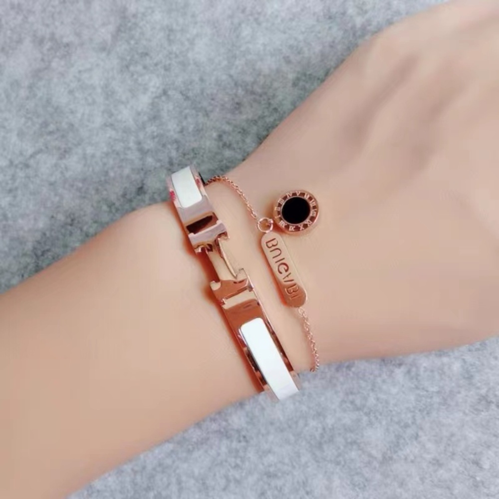 Populer Klasik Retro Sempit Surat H Gelang High-End Multicolor Disepuh 18 K Emas Gelang Gelang Hadiah Pacar Hadiah Liburan