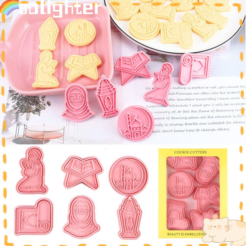 Solighter 6pcs/set Eid Mubarak Food Fondant Kue Kering Dekorasi Islam Muslim Festival Cookie Cutter