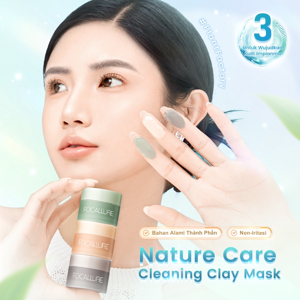 FOCALLURE #PlantFactory Nature Care Cleaning Clay Mask Anti Pores &amp; Acne Deep Cleansing Pore Clarifying Peeling Brighten Glowing Mud Mask Wash Off Mask