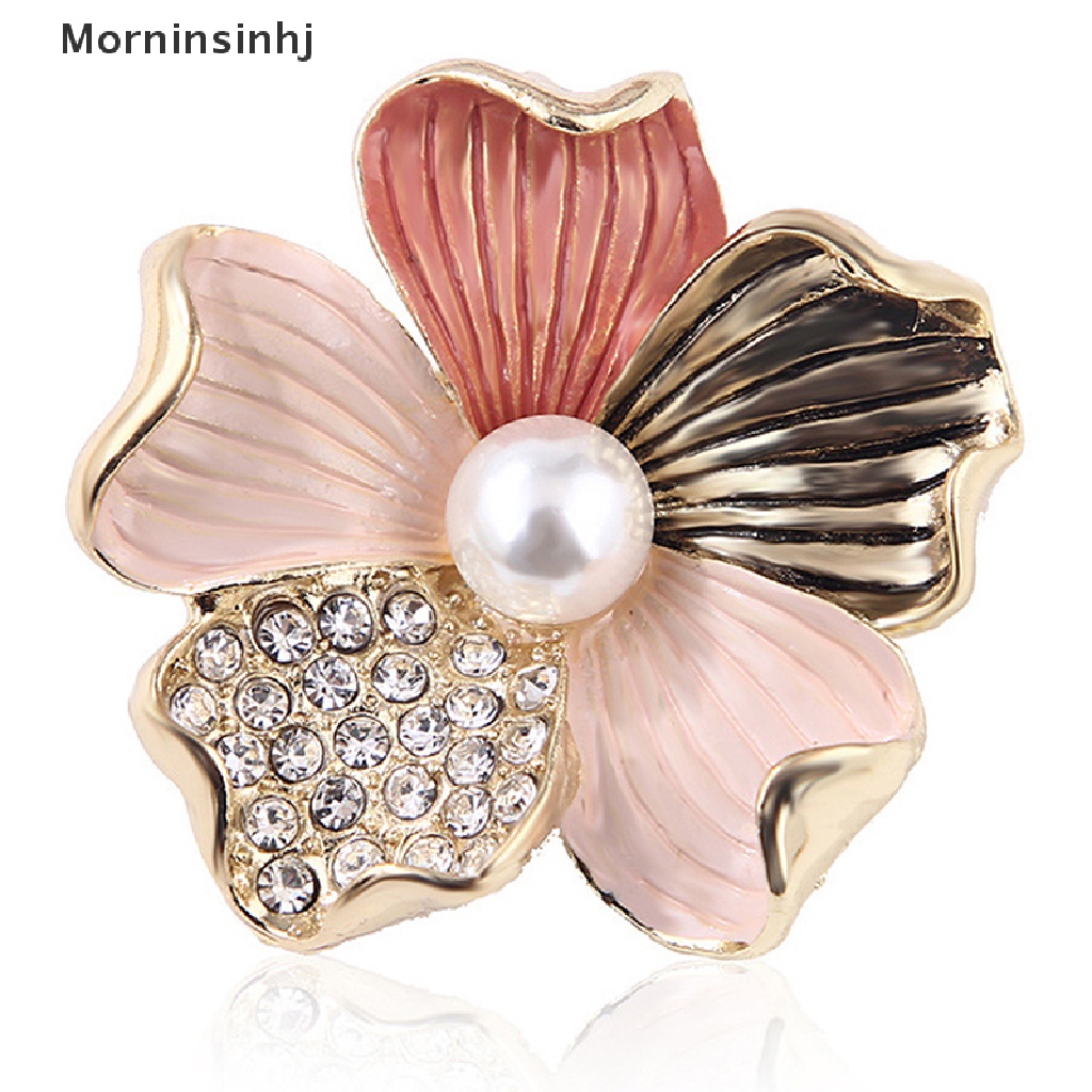 Mornin Fashion Kristal Berlian Imitasi Mutiara Bunga Bros Pin Wanita Gadis Anti-exposure Brooch id