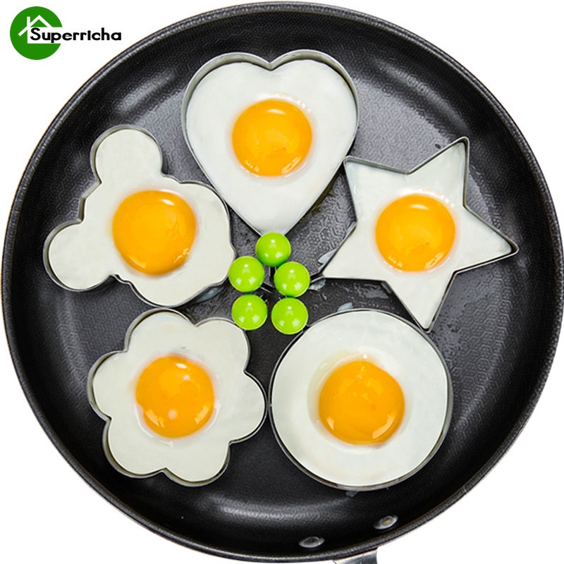 Hot Sale/Cetakan Dadar Pembentuk Pancake Telur Goreng Stainless Steel/Cetakan Masak Telur Penggorengan Bunga Bulat Hati Aksesoris Dapur Gadget Rings