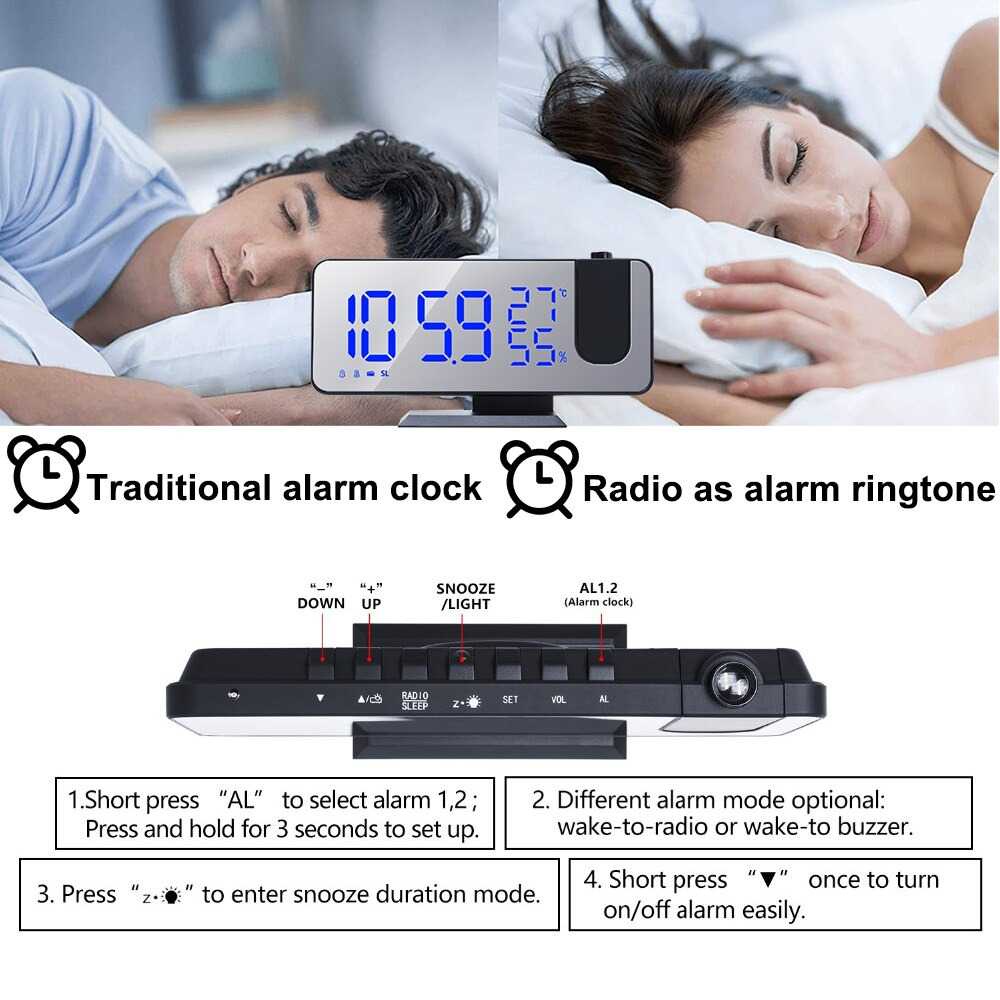 (BISA COD) FTIHSHP Ruyun Jam Alarm Digital Proyektor Temperature Humidity FM Radio - EN8827