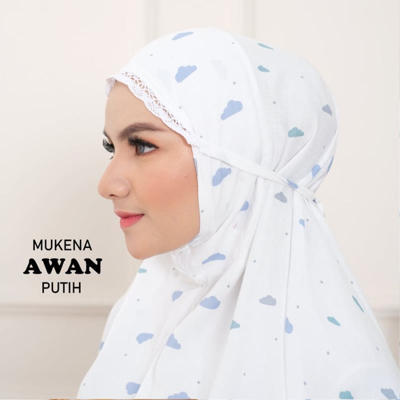 Mukena Dewasa Adem Motif Karakter Awan Cantik Lucu Bahan Rayon Dingin Model Elegan