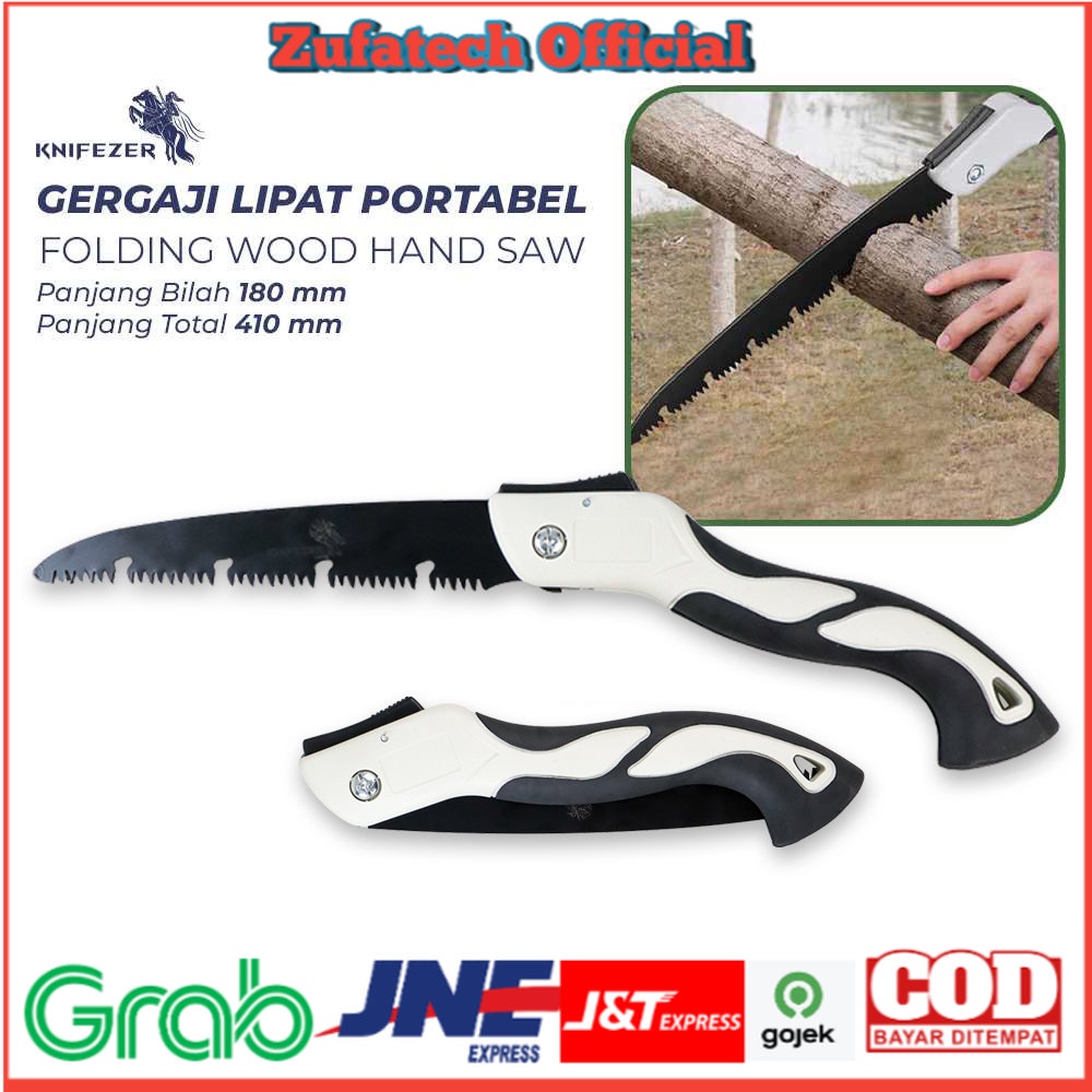 KNIFEZER Gergaji Lipat Portabel Folding Wood Hand Saw - Black - 7RHZTTBK