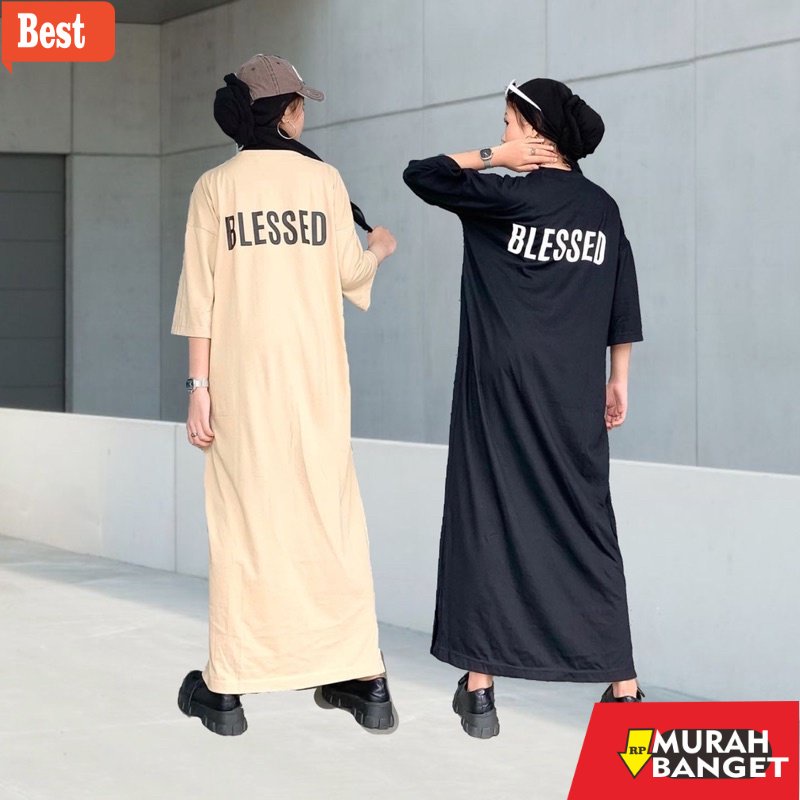 GAMIS SIZE BESAR TERBARU- blessed dress oversize gamis jumbo dress kaos hitam gamis polos bigsize