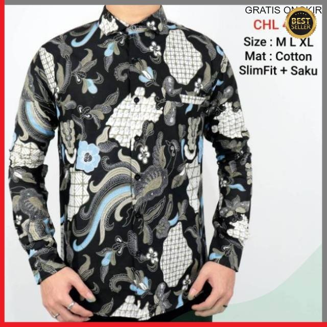 KEMEJA BATIK PRIA SLIM FIT MOTIF MEWAH UNIK BAHAN KATUN  D650 BAJU MODERN MEWAH SLIMFIT SLIM FIT BY JAKARTA