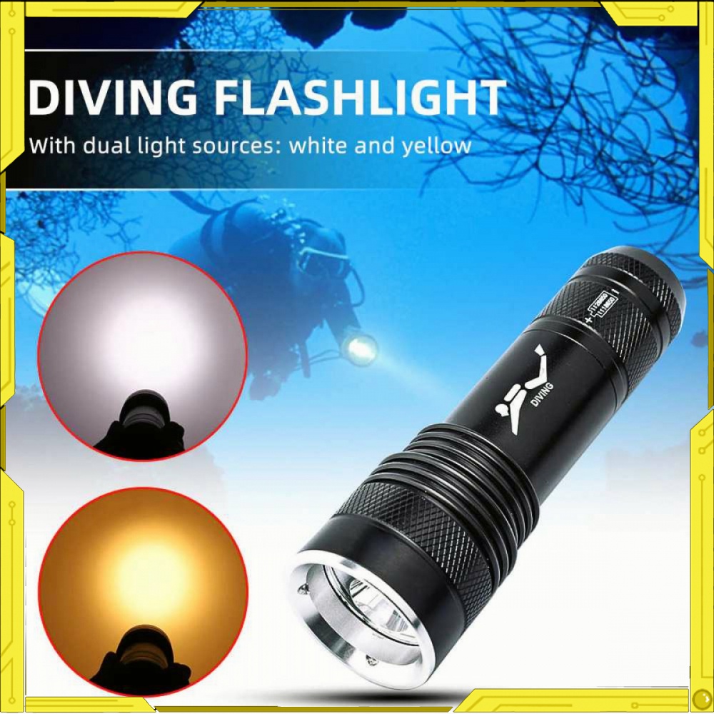 Senter LED Diving Waterproof Warm dan Cool White T6 -ST091