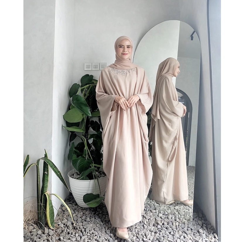 Kaftan Wanita Terbaru Warna Putih Hitam Milo Shabira Kaptan Long Dress Muslim Baju Kondangan Gaun Pe