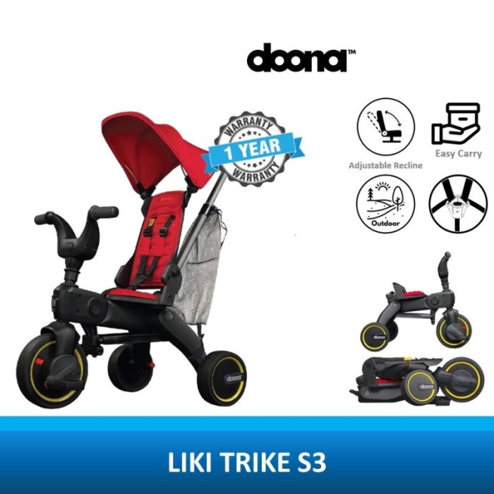 Doona Liki Trike S3 Sepeda Roda Tiga Lipat Anak Doona - flame red