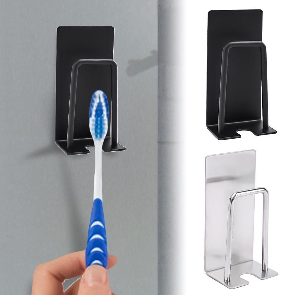 Home Stainless Steel Toothbrush Holder/Kait Penyimpanan Gantung Dinding/Door Storage Heavy Duty Self Adhesive Rack Hanger/Tempat Penyimpanan Topi Tas Jas/Rak Dinding Multifungsi