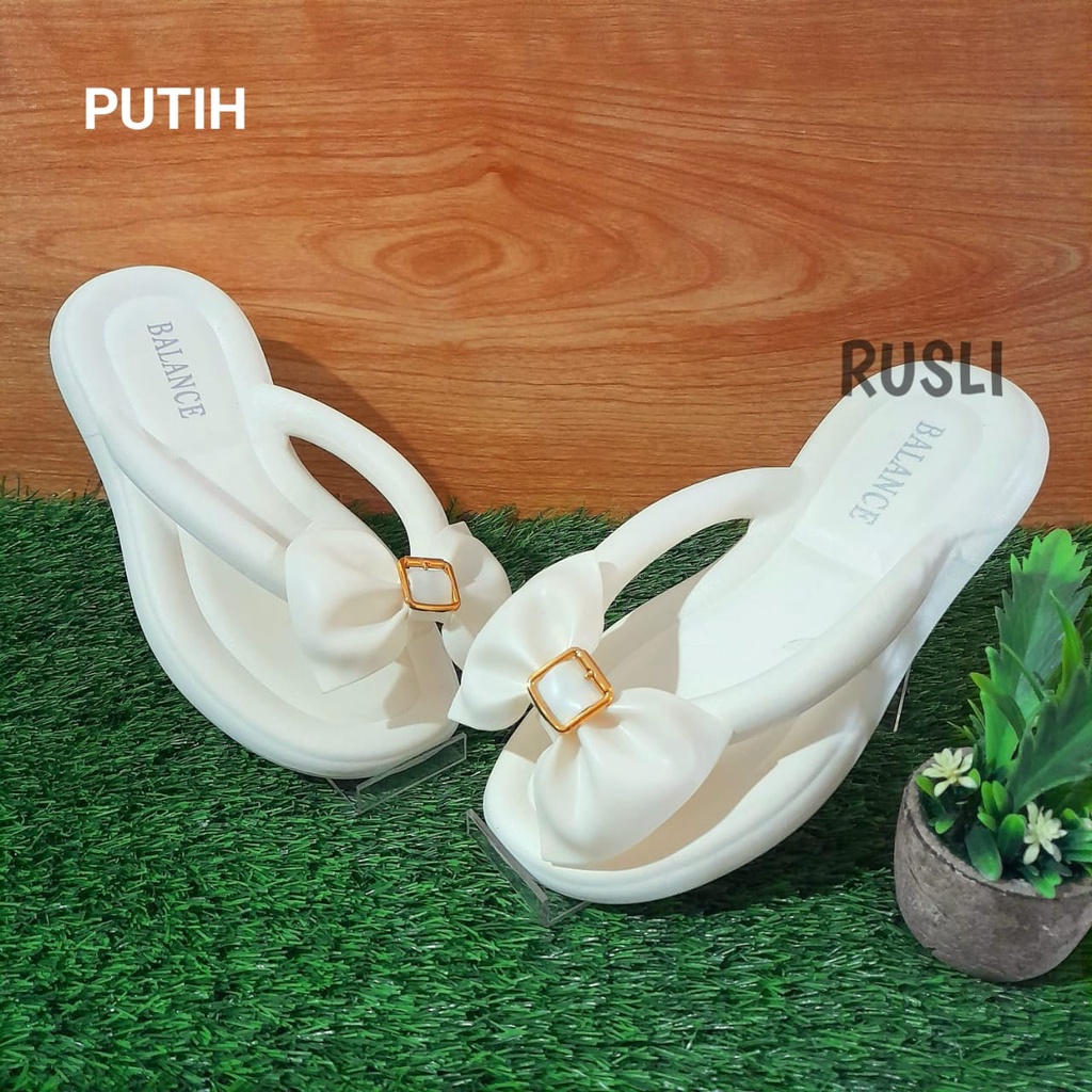 (COD) Sandal Jepit Lembut Jelly Fuji Import Motif Pita Balance 2024-3