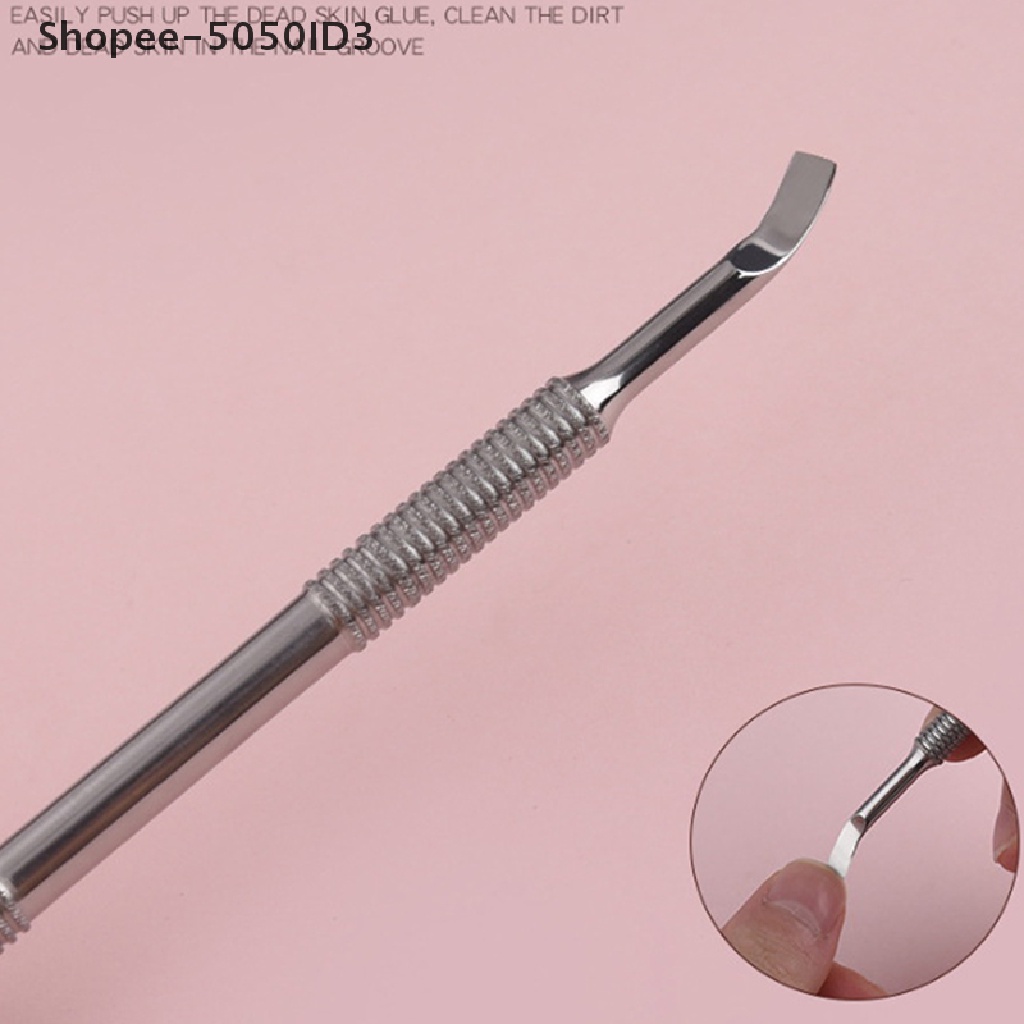 [HOT] 1pcs Nail Art Dual End Stainless Steel Cuticle Pusher Spoon Penghilang Kulit Mati [ID]