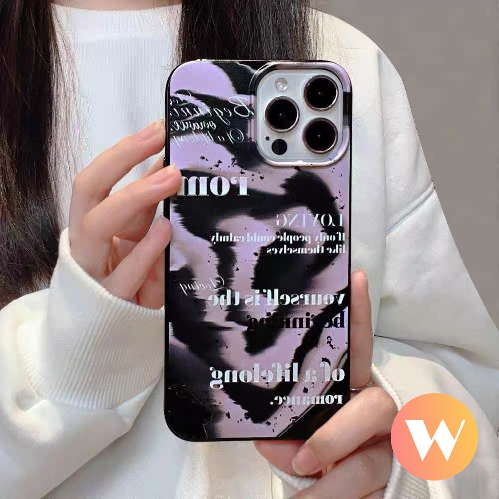 Alphabet Glossy Halus Case Kompatibel Untuk IPhone 7Plus 11 14 13 12 Pro Max XR X XS Max7 8 Plus SE 2020 Fashion Halo Dyed Cat Air Shockproof Soft Cover