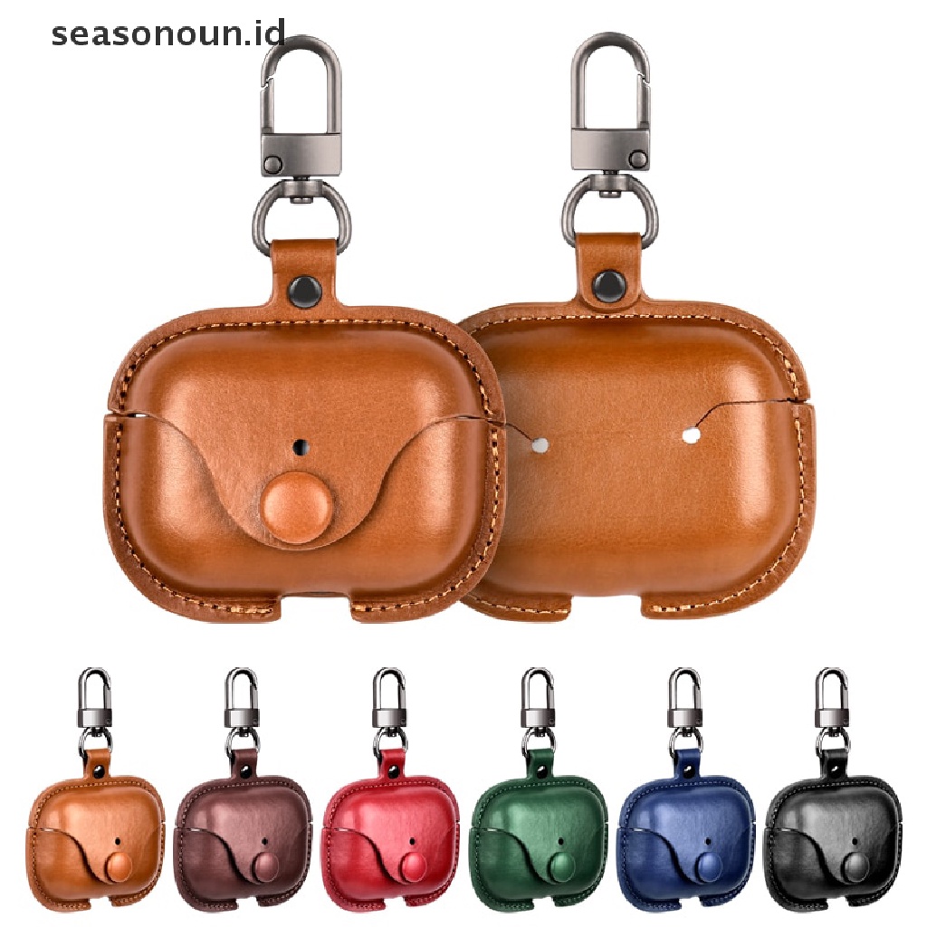 Seasonoun Leather Cover Pelindung Untuk Cas Kulit Bluetooth Wireless Earphone Case Leather Cover Earphone Tas Tali Headphone Case.