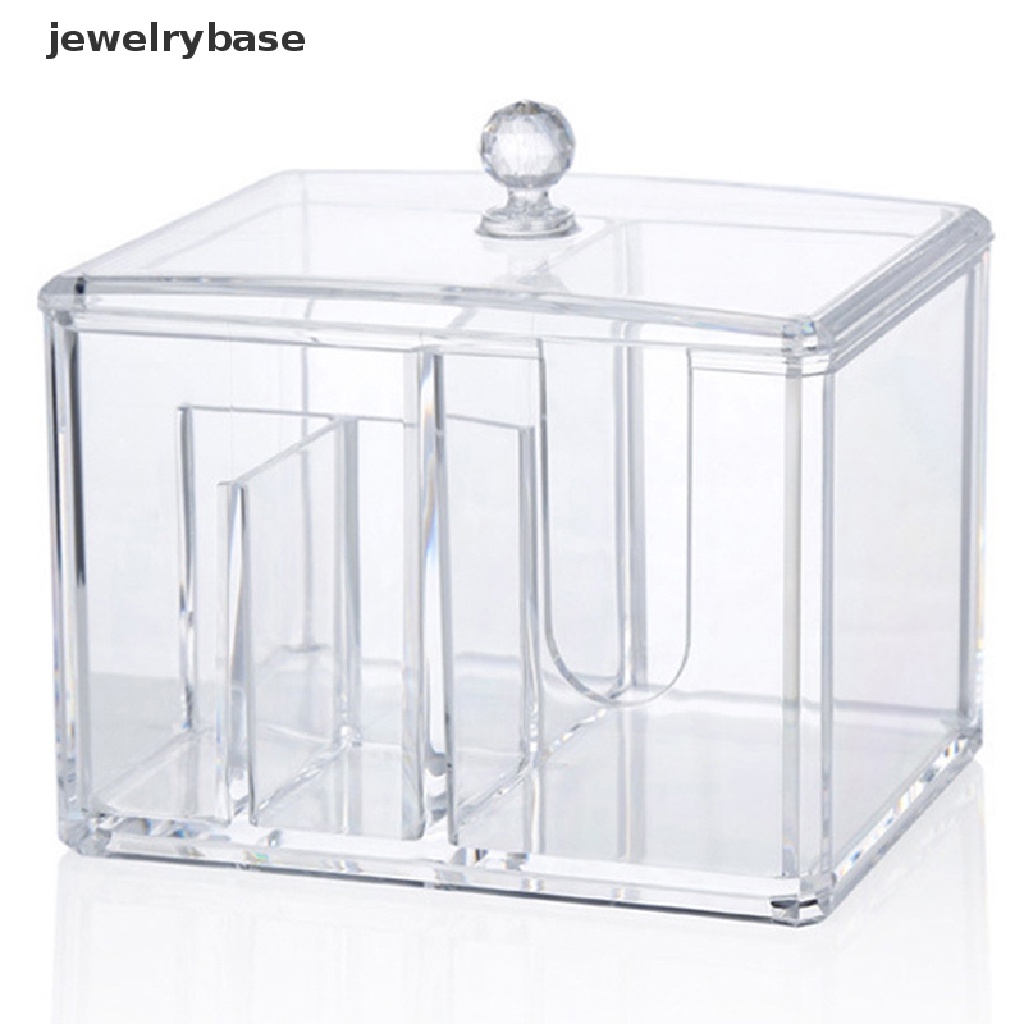 [jewelrybase] Kotak Tempat Penyimpanan Cotton Swabs Plastik Makeup Transparan Cotton Pad Container Butik