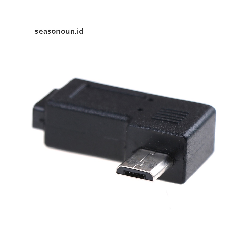 Seasonoun 2PCS 90derajat Micro Sudut Kiri &amp; Kanan USB Male to Female Plug Adapters Charger.