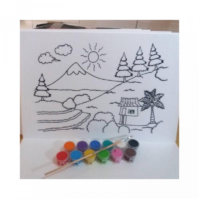 

DISKON SHOPEE/ Paket mewarnai lukis styrofoam 6 gambar 12 warna cat