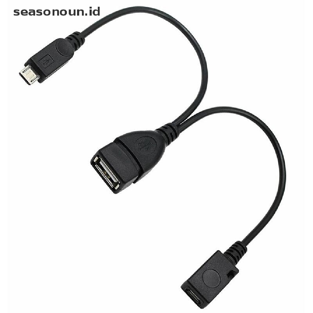 Seasonoun 2in1 OTG Micro USB Host Power Y Splitter USB Port Terminal Adapter Kabel OTG Kabel Data Pria Wanita Untuk Flash Disk Smart Phone.