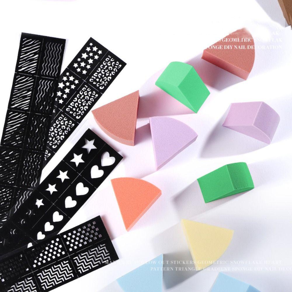 Needway Manicure Design Tools Spons Blok Berongga Stiker Warna Gradasi Spons Dotting Brush Inkjet Stensil Untuk Lukisan Kuku Spray Painting Stensil