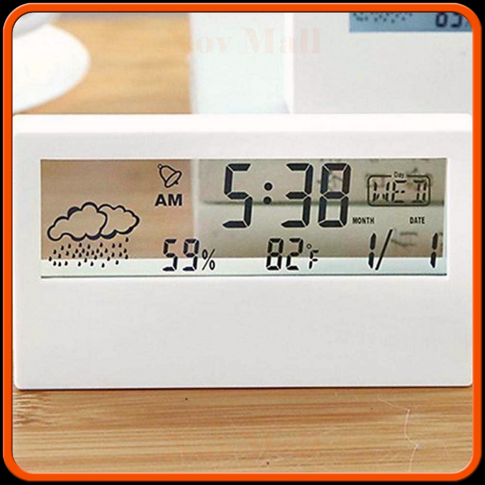 Jam Alarm Meja Digital Thermometer Hygrometer Weather Station -JM400