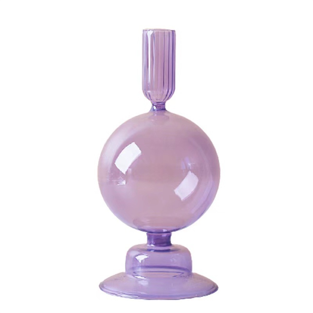 ღ Floriddle Kreatif Kaca Lilin Vas Fashion Kaca Candle Holder Retro Pernikahan Lilin Berdiri Vas Pesta Nordic Bergaya untuk Rumah dekorasi