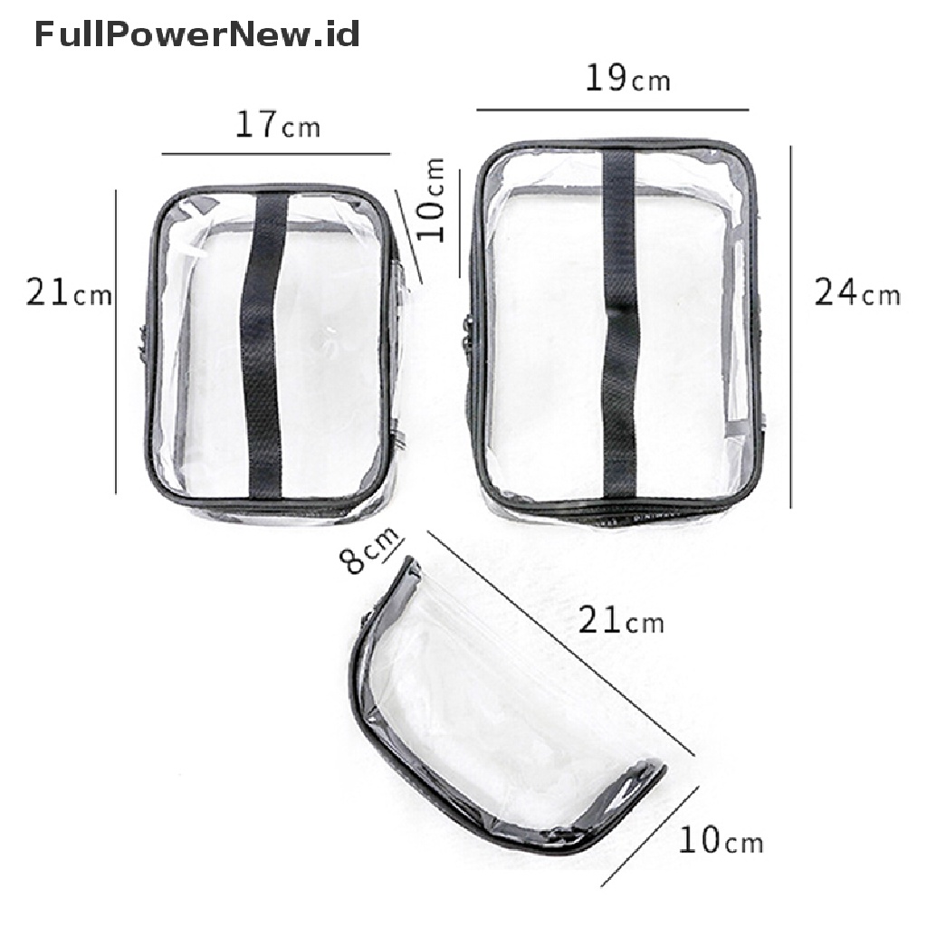 Power Bening Transparan PVC Travel Kosmetik Makeup Alat Mandi Wash Bag Pouch Zipper Bag ID