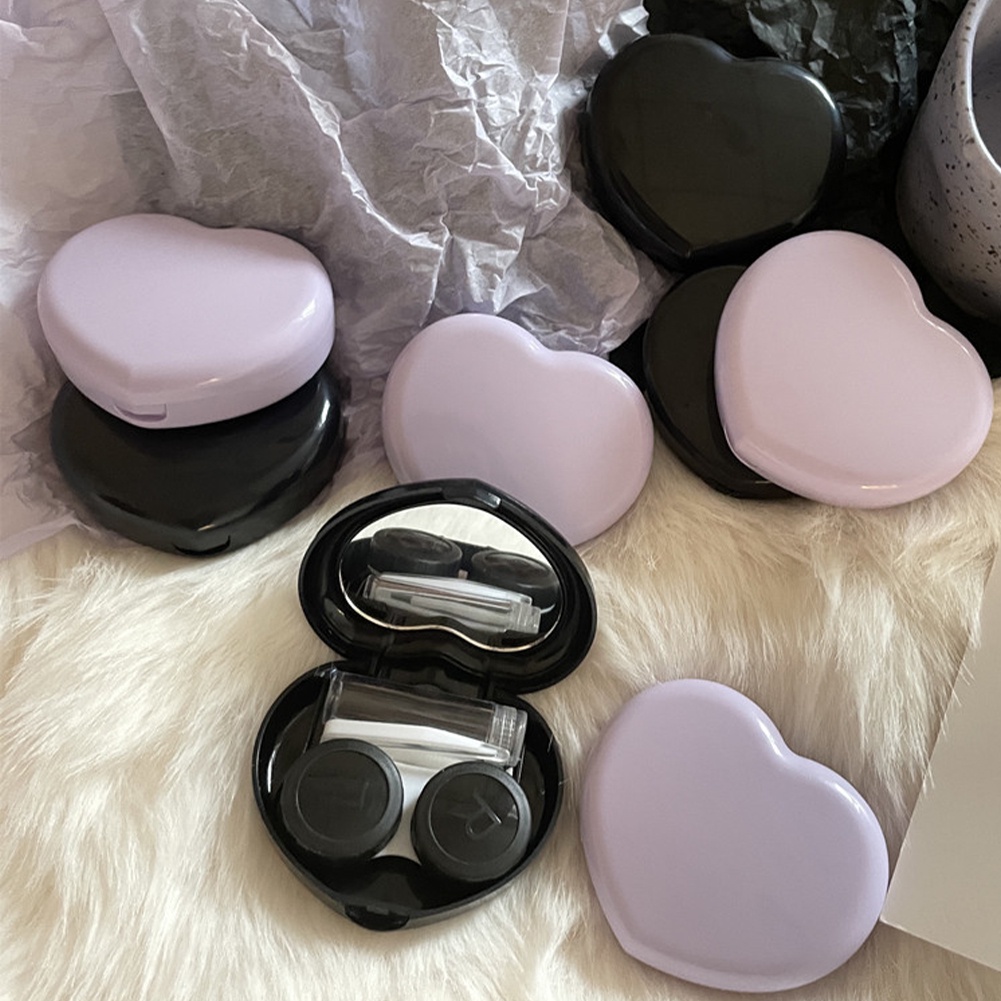 Korea Portabel Bentuk Hati Mini Contact Lens Case High-end Perawatan Lensa Kecantikan Kotak Air Wadah Perawatan Mata