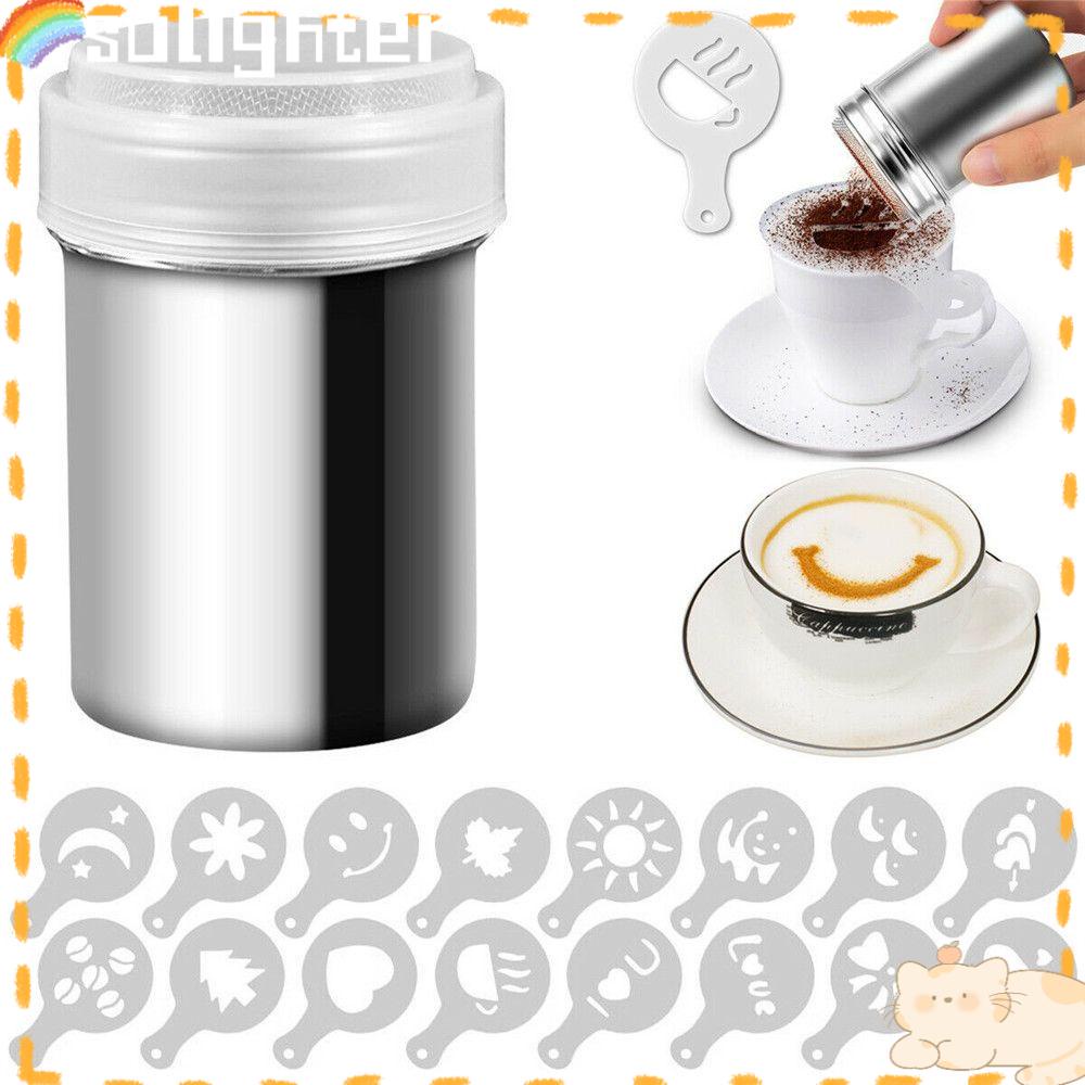 Solighter Alat Penyiram Bubuk Coklat Dengan Kopi Stensil Stainless Steel Cocoa Sugar Shaker