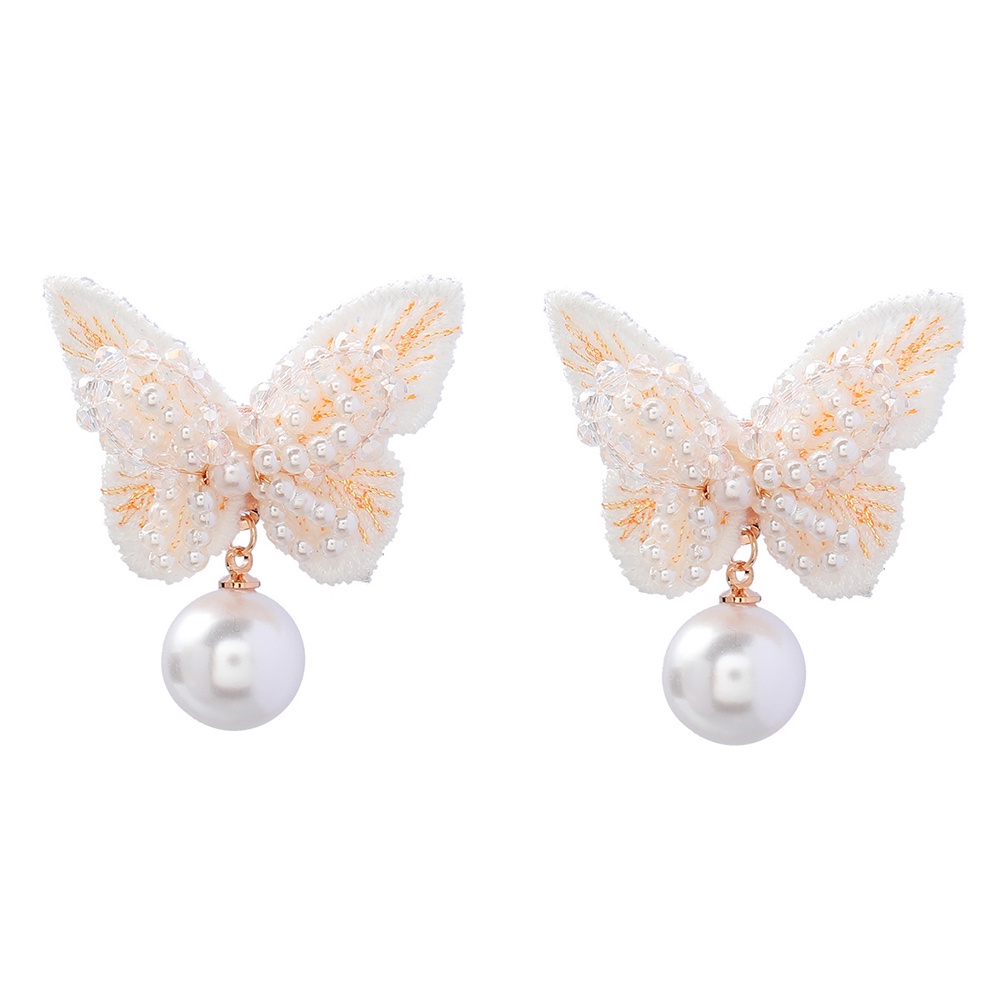 Wanita Studs Earrings Butterfly Pearl Hoop Earrings Untuk Perempuan Pink Imitasi Pearl Earring Perhiasan Hadiah Aksesoris Earing