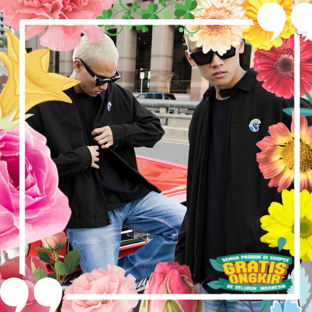 GutenInc - Jaket Trucker Pria Fraser Black Harrington Jacket Twill / comfy