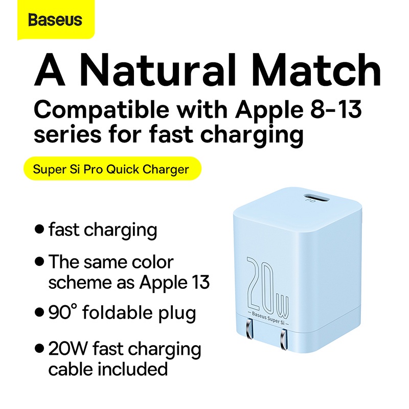 BASEUS Kepala Charger Colokan CN Super Si Pro Quick Charger 1C 20W CN - CCSP03