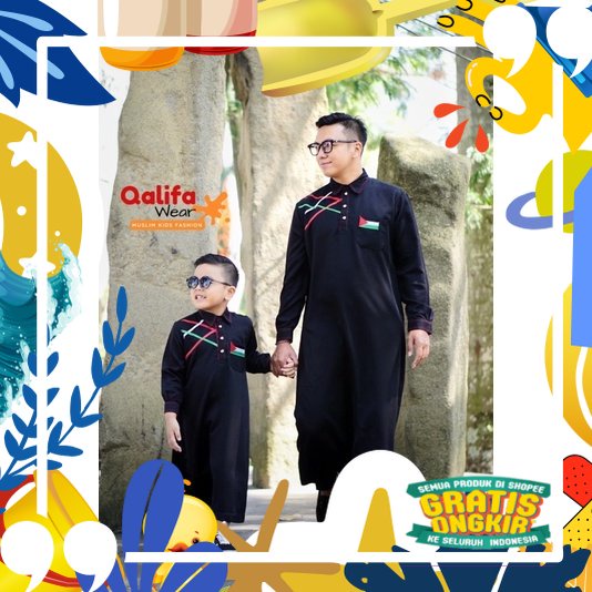 Tebel ok / Jubah Gamis Anak Palestine kemko anak jubah laki2 size 1-12th