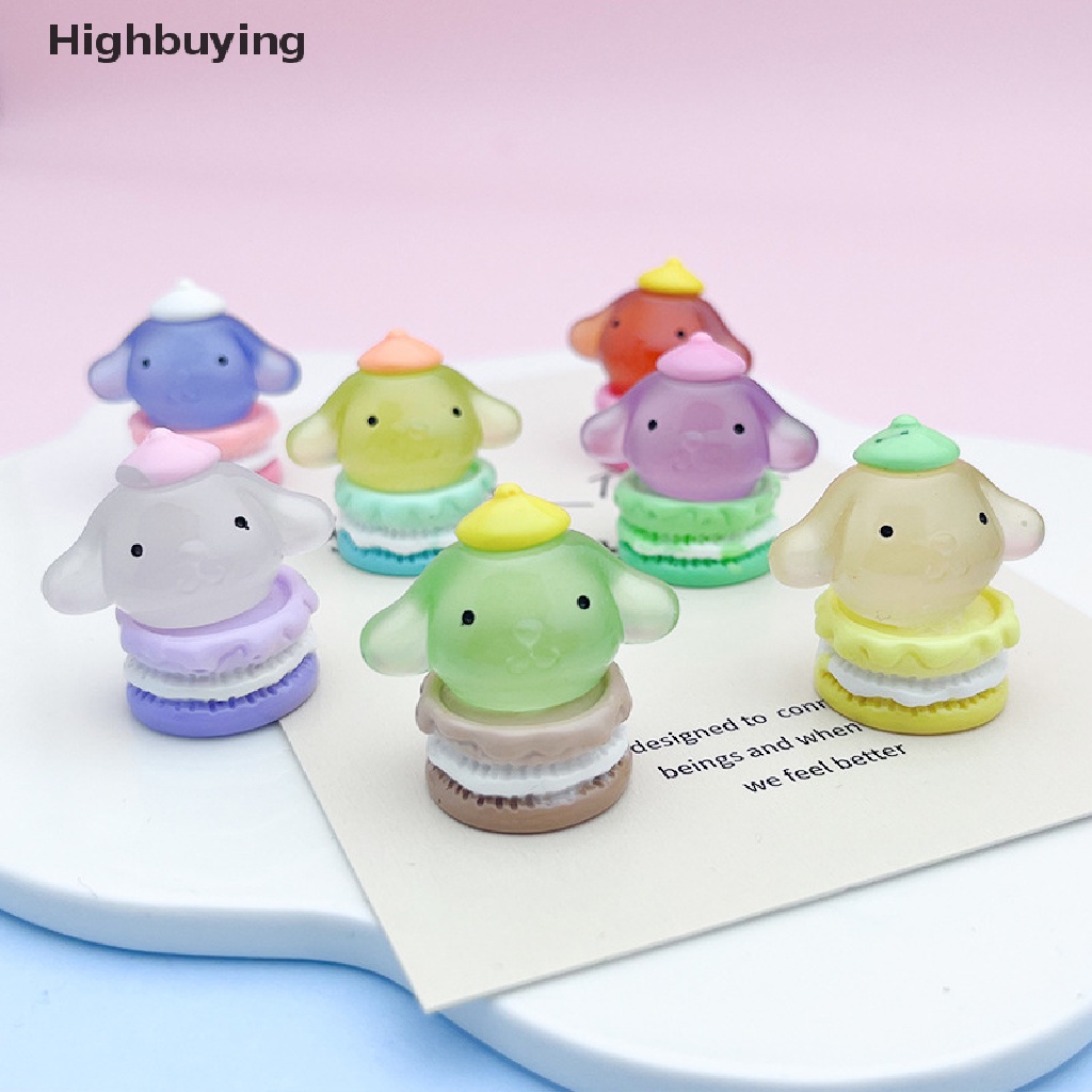 Hbid 5Pcs 3D Luminous Macaron Cinnamon Dog DIY Aksesoris Shell Ponsel Simulasi Resin Ornamen Glory