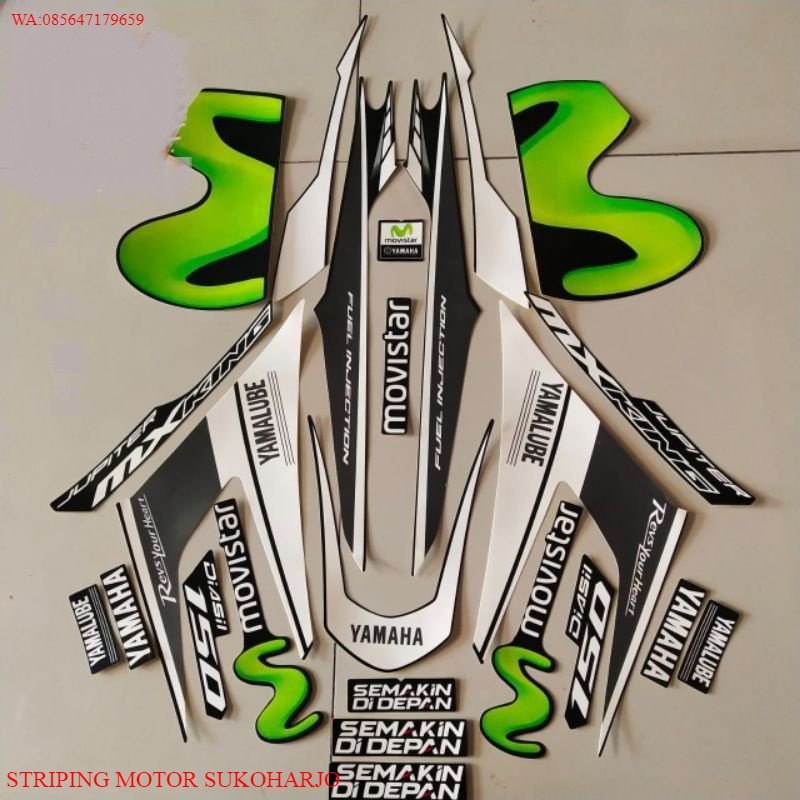 (ORI) striping lis stiker standar ori Jupiter mx king 2015 Movistar Hitam stiker ori Mx king Movista