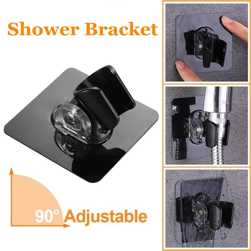 Untuk Dapur Rak Dinding Punch Free Stand Shower Bracket90° Adjustable Kualitas Tinggi Plastik Praktis Aksesori Kamar Mandi Perekat Diri Shower Head Holder