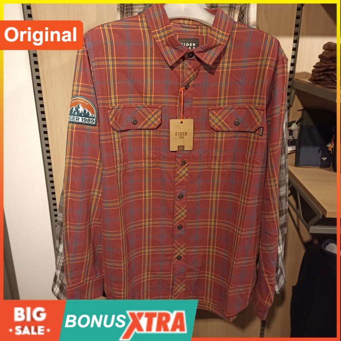 Kemeja Flannel EIGER1989 CASTELLON SHIRT 2.0 91000 7296 Original Cowok Bdg