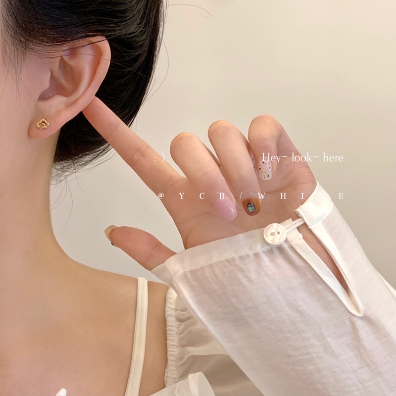 Roselife S925 Perak Anti Alergi Garis Berongga Awan Mini Stud Anting Untuk Wanita Perempuan Kecil Earring Perhiasan 1pasang