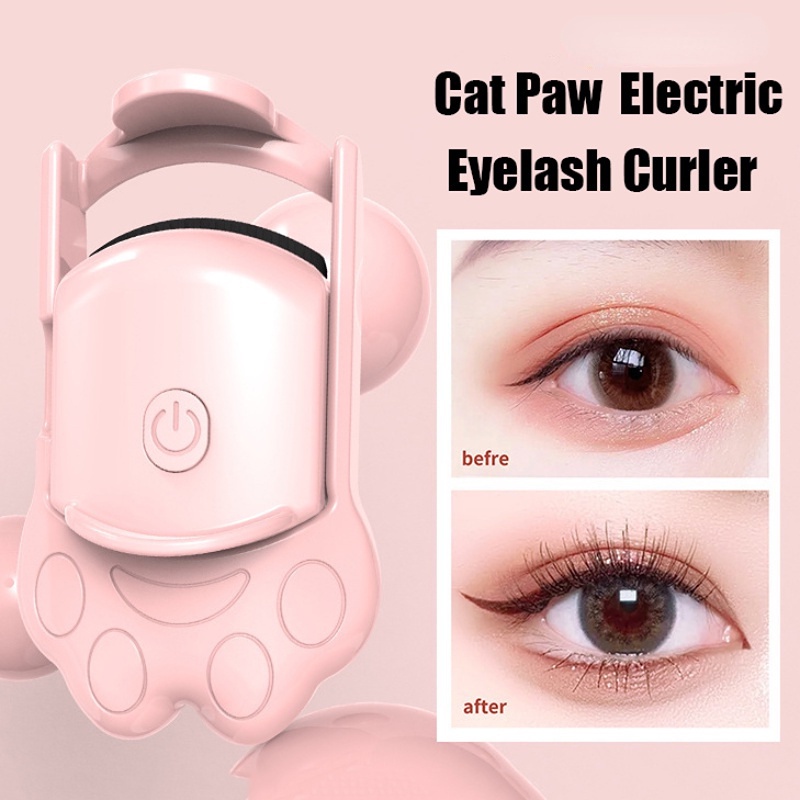 Mini Cat Claw Electric Eyelash Curler Profesional USB Rechargeable Kontrol Suhu Dipanaskan Cepat Bulu Mata Curler Eye Alat Kosmetik Tahan Lama Curled Portable